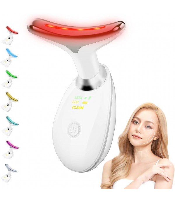 7 Color Face and Neck Massager Light Therapy, Red ...