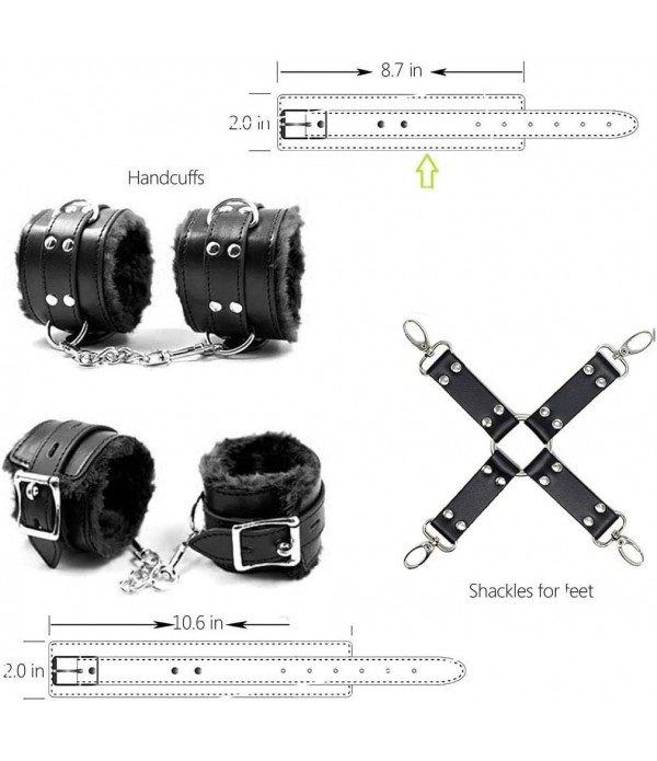BDSM Bondage Kit Sex Toys 7 Pcs Sex Bondage Set for Handcuffs, Ankle, Cuffs, Clamps, Ball Gag, Blindfold, Rope, Leather, Restraints Set BDSM Kit for Couples (Black-7PCS)