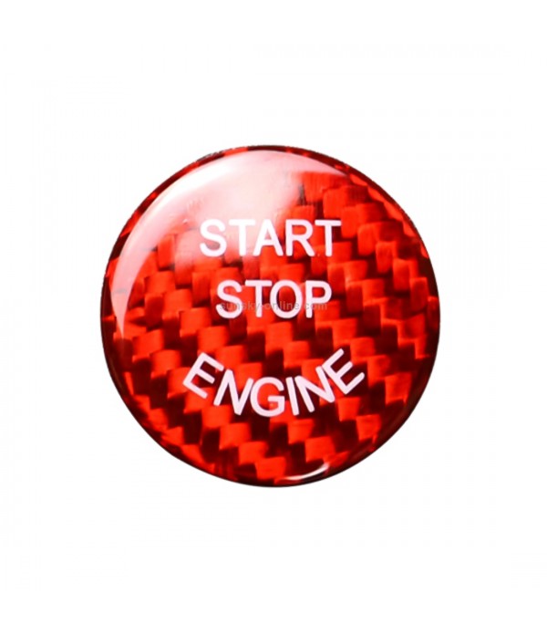 Car Engine Start Key Push Button Cover Trim Carbon Fiber Sticker Decoration for BMW F / G Chassis (Red)