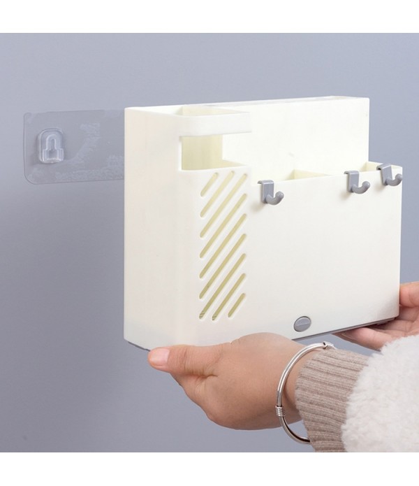 Chopsticks Basket Rack Wall-Mounted Chopstick Cage Household Multifunctional Spoon Knife Holder Integrated CStorage Box(Gray)