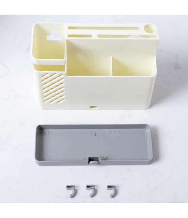 Chopsticks Basket Rack Wall-Mounted Chopstick Cage Household Multifunctional Spoon Knife Holder Integrated CStorage Box(Gray)