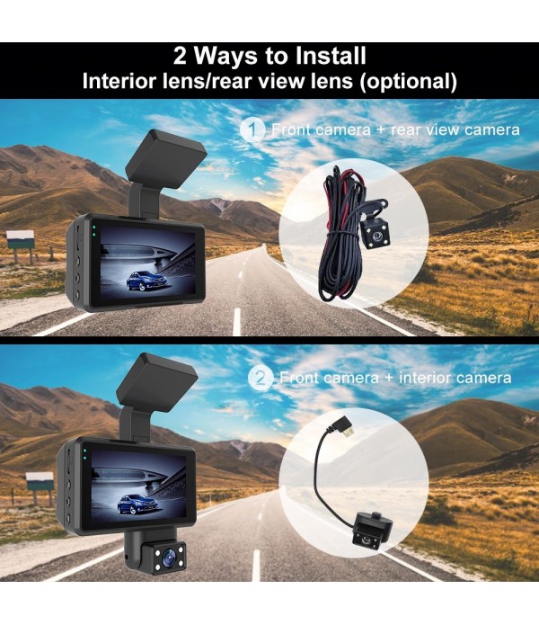 Front and Rear Dual Camera HD InfraredNight Vision Car Dash Cam Driving Recorder