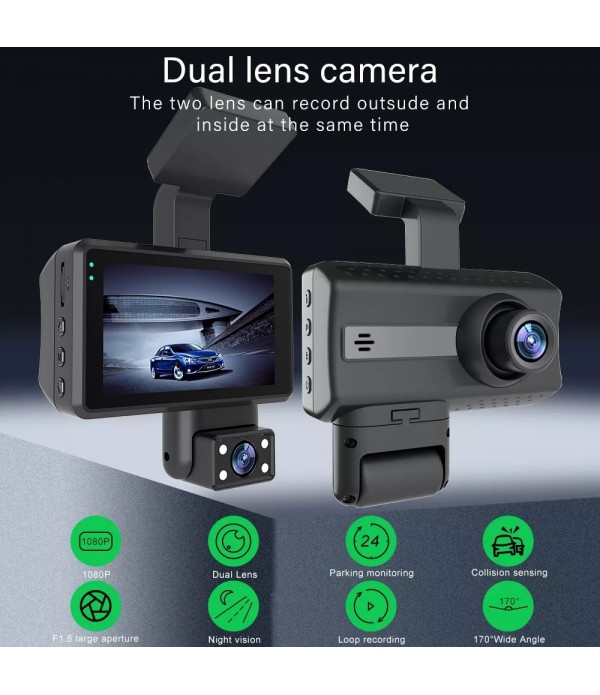 Front and Rear Dual Camera HD InfraredNight Vision Car Dash Cam Driving Recorder