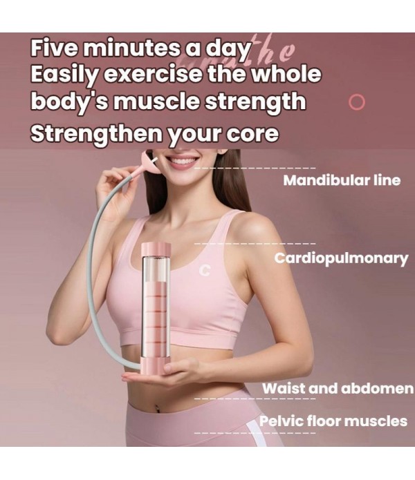 Portable Abdominal Breathing Exercise Dumbbell Vital Capacity Core Trainer(Blue)