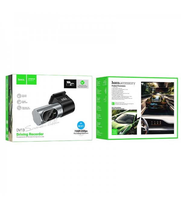 hoco DV13 720P HD Night Vision Screenless Hidden WiFi Driving Recorder(Metal Grey)